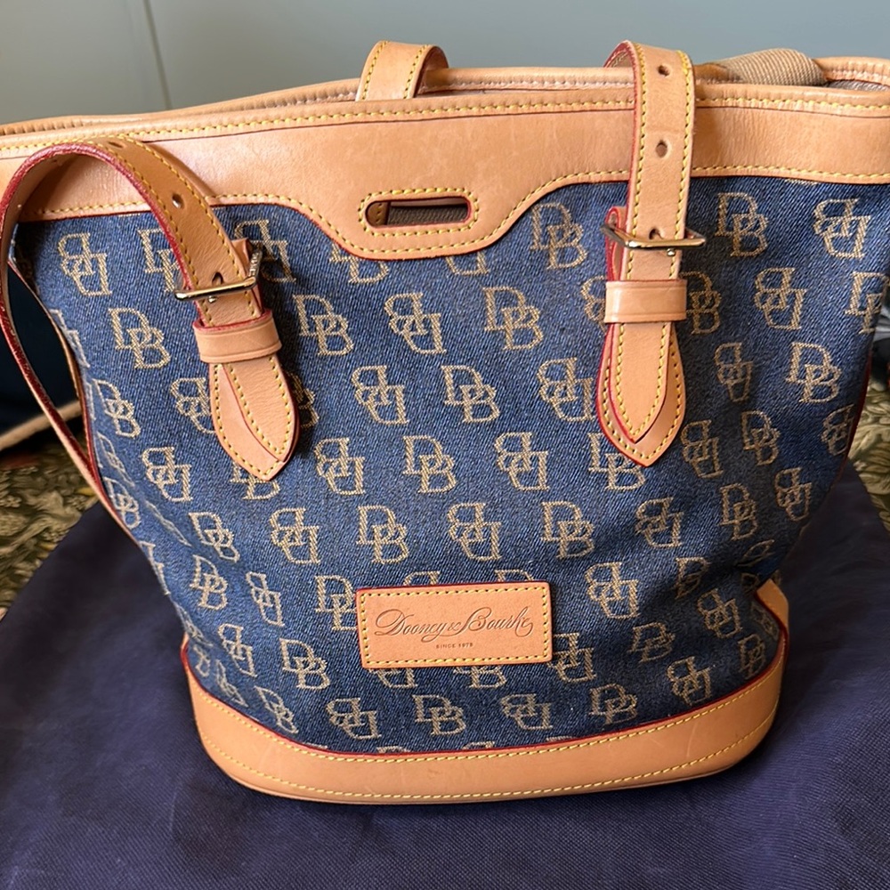 Dooney & Bourke Navy and Tan Monogram Bag